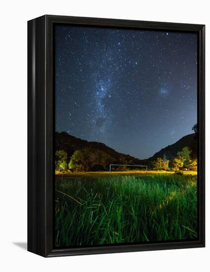 The Milky Way Above a Football Goal Post at Night in Ubatuba-Alex Saberi-Framed Premier Image Canvas