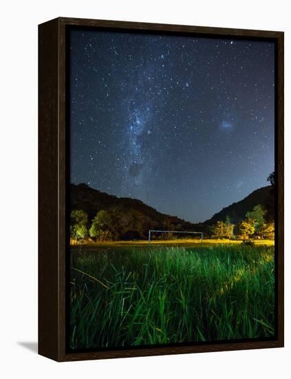 The Milky Way Above a Football Goal Post at Night in Ubatuba-Alex Saberi-Framed Premier Image Canvas