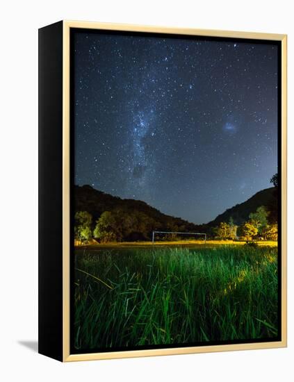 The Milky Way Above a Football Goal Post at Night in Ubatuba-Alex Saberi-Framed Premier Image Canvas