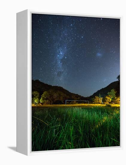 The Milky Way Above a Football Goal Post at Night in Ubatuba-Alex Saberi-Framed Premier Image Canvas