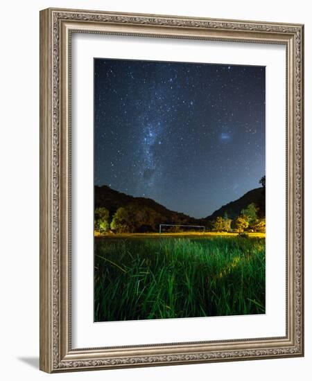 The Milky Way Above a Football Goal Post at Night in Ubatuba-Alex Saberi-Framed Photographic Print