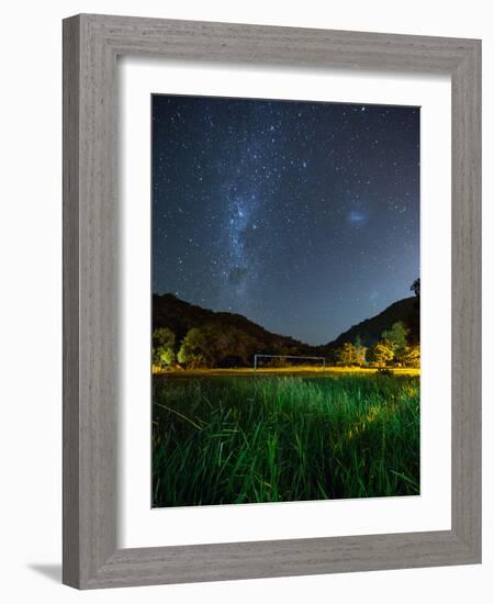 The Milky Way Above a Football Goal Post at Night in Ubatuba-Alex Saberi-Framed Photographic Print