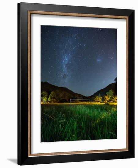 The Milky Way Above a Football Goal Post at Night in Ubatuba-Alex Saberi-Framed Photographic Print