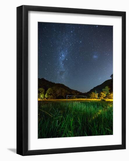 The Milky Way Above a Football Goal Post at Night in Ubatuba-Alex Saberi-Framed Photographic Print