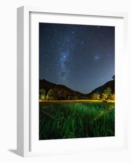 The Milky Way Above a Football Goal Post at Night in Ubatuba-Alex Saberi-Framed Photographic Print