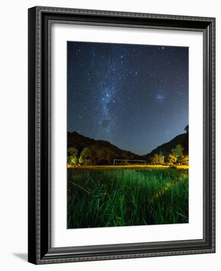 The Milky Way Above a Football Goal Post at Night in Ubatuba-Alex Saberi-Framed Photographic Print