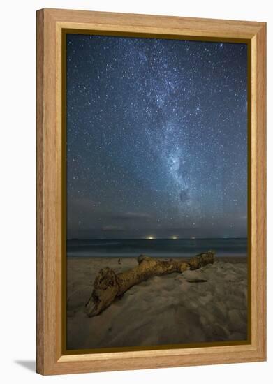 The Milky Way Above Itamambuca Beach at Night and Ship Lights on the Horizon-Alex Saberi-Framed Premier Image Canvas