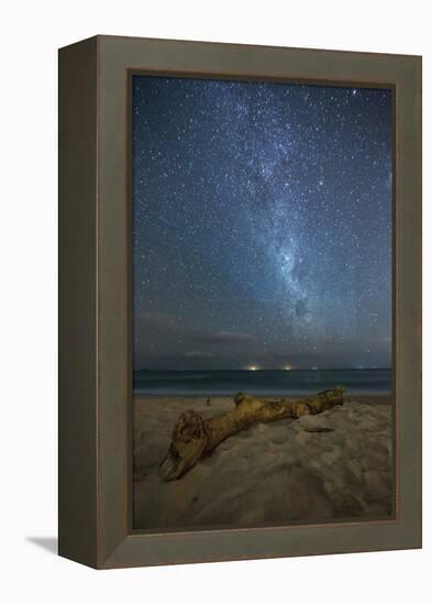 The Milky Way Above Itamambuca Beach at Night and Ship Lights on the Horizon-Alex Saberi-Framed Premier Image Canvas