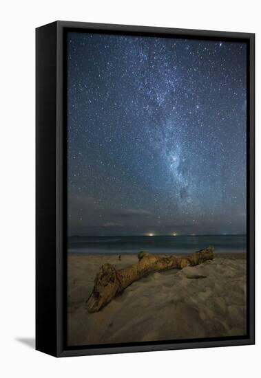 The Milky Way Above Itamambuca Beach at Night and Ship Lights on the Horizon-Alex Saberi-Framed Premier Image Canvas