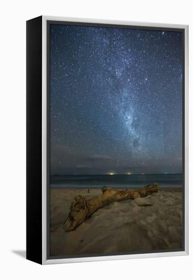 The Milky Way Above Itamambuca Beach at Night and Ship Lights on the Horizon-Alex Saberi-Framed Premier Image Canvas