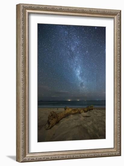 The Milky Way Above Itamambuca Beach at Night and Ship Lights on the Horizon-Alex Saberi-Framed Photographic Print