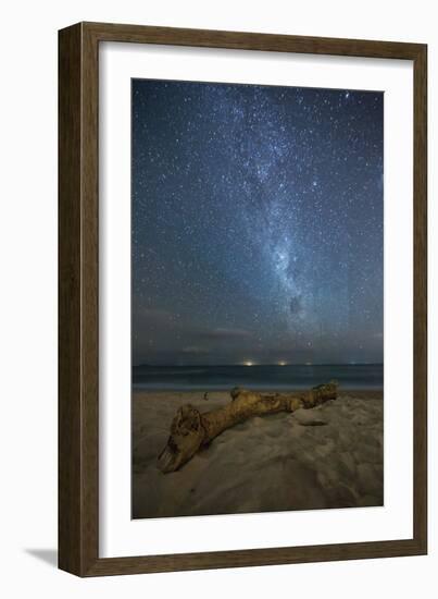 The Milky Way Above Itamambuca Beach at Night and Ship Lights on the Horizon-Alex Saberi-Framed Photographic Print