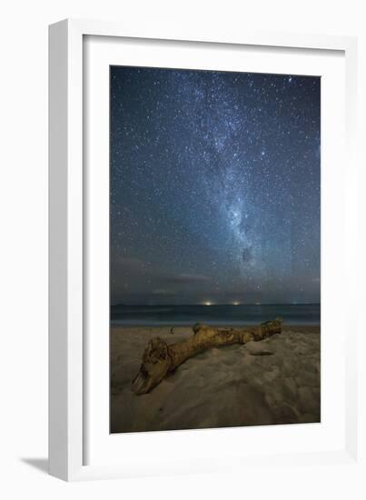 The Milky Way Above Itamambuca Beach at Night and Ship Lights on the Horizon-Alex Saberi-Framed Photographic Print