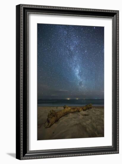 The Milky Way Above Itamambuca Beach at Night and Ship Lights on the Horizon-Alex Saberi-Framed Photographic Print