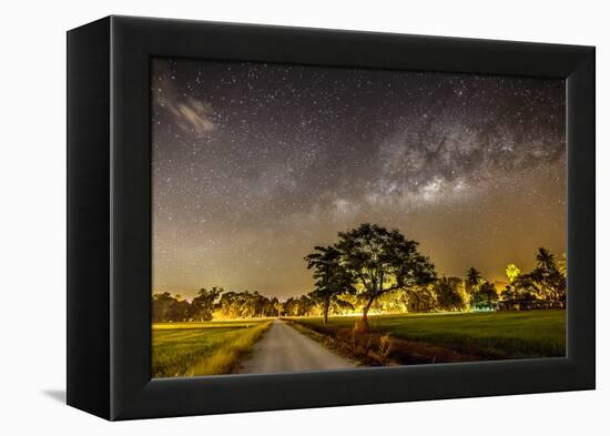 The Milky Way and the Tree Stand Alone and Road-a aizat-Framed Premier Image Canvas