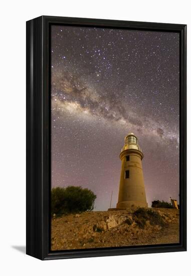 The Milky Way at night at the Vlamingh Head Lighthouse, Exmouth, Western Australia, Australia-Michael Nolan-Framed Premier Image Canvas