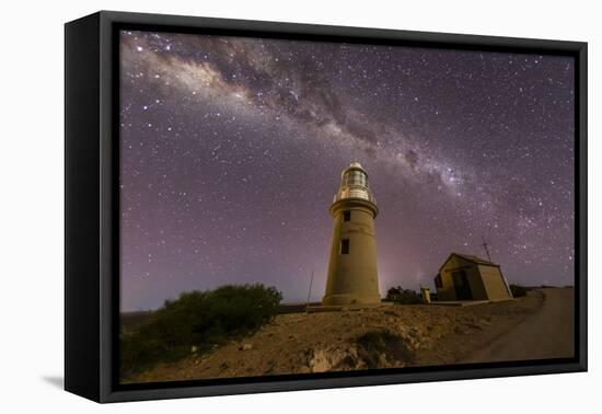 The Milky Way at night at the Vlamingh Head Lighthouse, Exmouth, Western Australia, Australia-Michael Nolan-Framed Premier Image Canvas