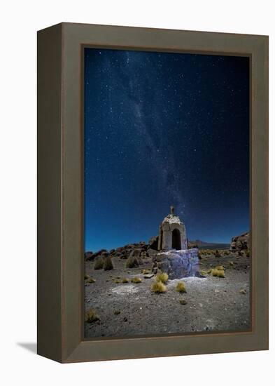 The Milky Way in the Night Sky Above a Grave Marker Sajama National Park-Alex Saberi-Framed Premier Image Canvas