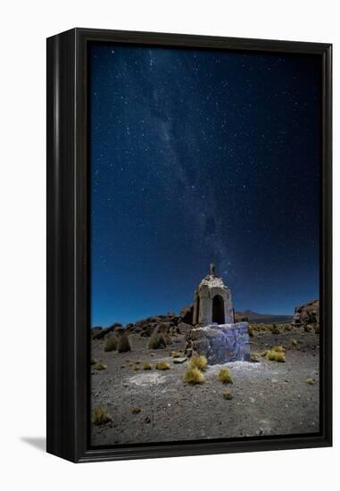 The Milky Way in the Night Sky Above a Grave Marker Sajama National Park-Alex Saberi-Framed Premier Image Canvas