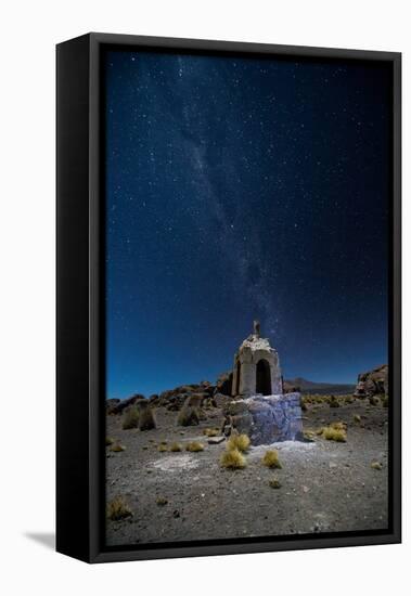 The Milky Way in the Night Sky Above a Grave Marker Sajama National Park-Alex Saberi-Framed Premier Image Canvas