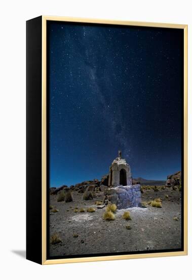 The Milky Way in the Night Sky Above a Grave Marker Sajama National Park-Alex Saberi-Framed Premier Image Canvas