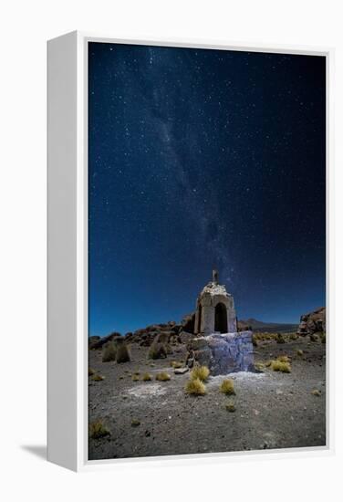 The Milky Way in the Night Sky Above a Grave Marker Sajama National Park-Alex Saberi-Framed Premier Image Canvas