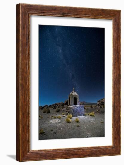 The Milky Way in the Night Sky Above a Grave Marker Sajama National Park-Alex Saberi-Framed Photographic Print