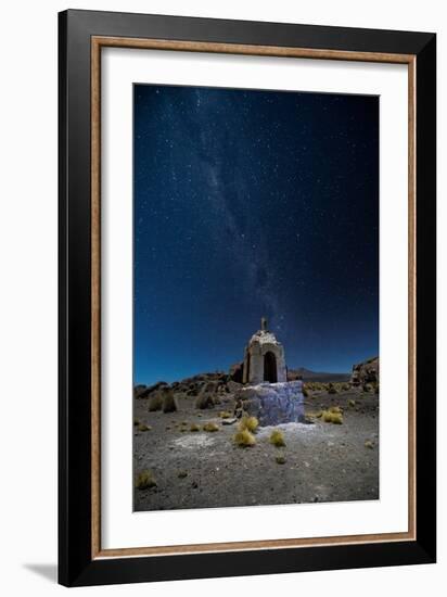 The Milky Way in the Night Sky Above a Grave Marker Sajama National Park-Alex Saberi-Framed Photographic Print