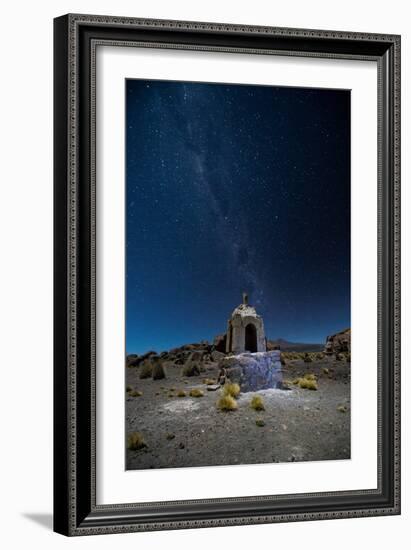 The Milky Way in the Night Sky Above a Grave Marker Sajama National Park-Alex Saberi-Framed Photographic Print