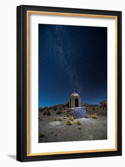 The Milky Way in the Night Sky Above a Grave Marker Sajama National Park-Alex Saberi-Framed Photographic Print