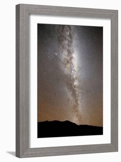 The Milky Way in Vertical Position Rising from the Horizon-null-Framed Photographic Print