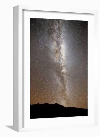 The Milky Way in Vertical Position Rising from the Horizon-null-Framed Photographic Print