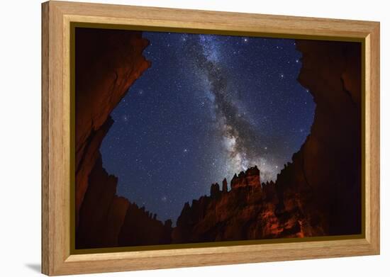 The Milky Way over Bryce Canyon.-Jon Hicks-Framed Premier Image Canvas