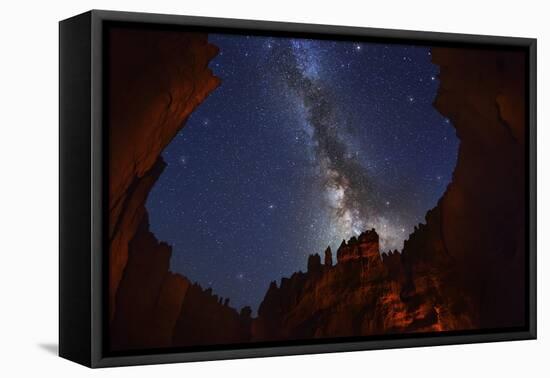 The Milky Way over Bryce Canyon.-Jon Hicks-Framed Premier Image Canvas