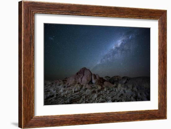 The Milky Way over the Boulders of the Namib-Naukluft National Park-Alex Saberi-Framed Photographic Print