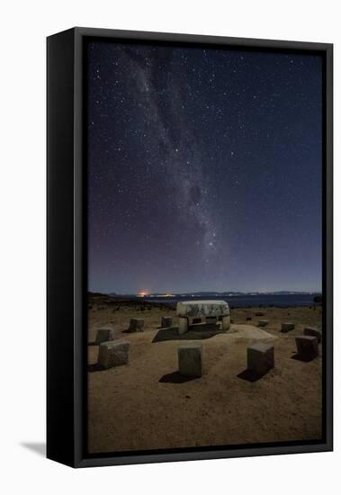 The Milky Way Spans the Night Sky Above an Inca Sacrificial Area Near the Santuario on Isla Del Sol-Alex Saberi-Framed Premier Image Canvas