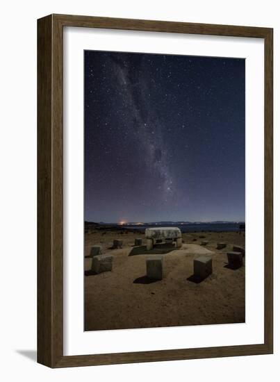 The Milky Way Spans the Night Sky Above an Inca Sacrificial Area Near the Santuario on Isla Del Sol-Alex Saberi-Framed Photographic Print