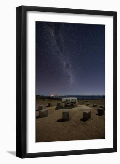 The Milky Way Spans the Night Sky Above an Inca Sacrificial Area Near the Santuario on Isla Del Sol-Alex Saberi-Framed Photographic Print