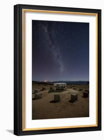 The Milky Way Spans the Night Sky Above an Inca Sacrificial Area Near the Santuario on Isla Del Sol-Alex Saberi-Framed Photographic Print