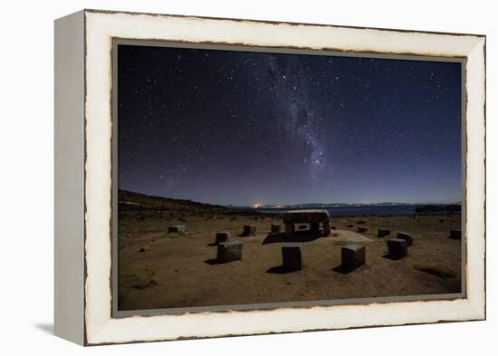 The Milky Way Spans the Night Sky Above an Inca Sacrificial Area Near the Santuario on Isla Del Sol-Alex Saberi-Framed Premier Image Canvas