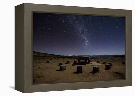 The Milky Way Spans the Night Sky Above an Inca Sacrificial Area Near the Santuario on Isla Del Sol-Alex Saberi-Framed Premier Image Canvas