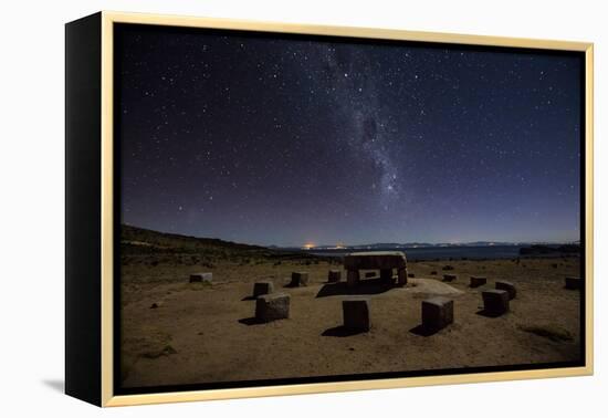 The Milky Way Spans the Night Sky Above an Inca Sacrificial Area Near the Santuario on Isla Del Sol-Alex Saberi-Framed Premier Image Canvas