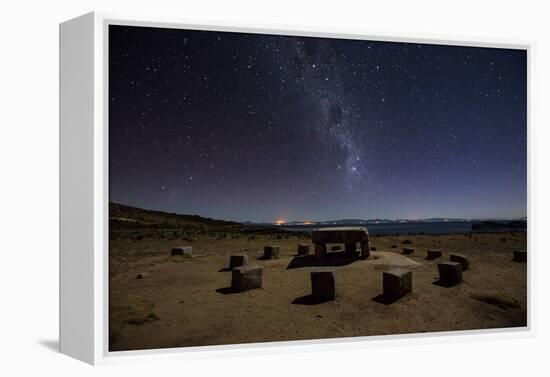 The Milky Way Spans the Night Sky Above an Inca Sacrificial Area Near the Santuario on Isla Del Sol-Alex Saberi-Framed Premier Image Canvas