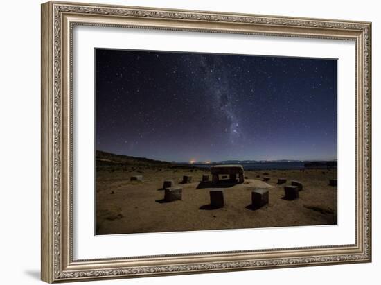 The Milky Way Spans the Night Sky Above an Inca Sacrificial Area Near the Santuario on Isla Del Sol-Alex Saberi-Framed Photographic Print