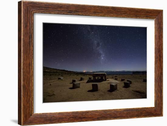 The Milky Way Spans the Night Sky Above an Inca Sacrificial Area Near the Santuario on Isla Del Sol-Alex Saberi-Framed Photographic Print