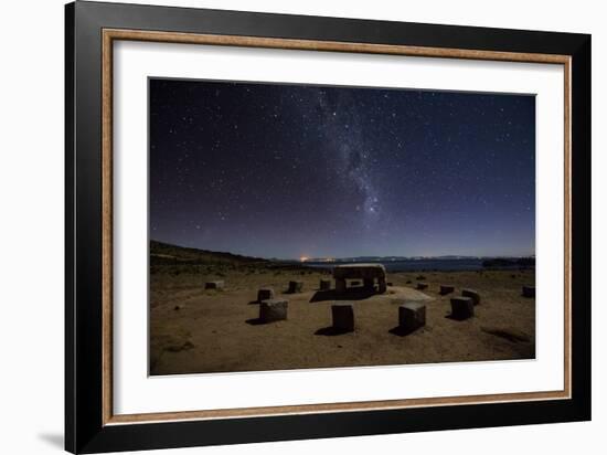 The Milky Way Spans the Night Sky Above an Inca Sacrificial Area Near the Santuario on Isla Del Sol-Alex Saberi-Framed Photographic Print