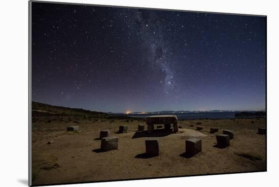 The Milky Way Spans the Night Sky Above an Inca Sacrificial Area Near the Santuario on Isla Del Sol-Alex Saberi-Mounted Photographic Print