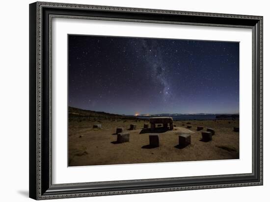 The Milky Way Spans the Night Sky Above an Inca Sacrificial Area Near the Santuario on Isla Del Sol-Alex Saberi-Framed Photographic Print