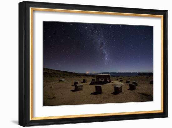 The Milky Way Spans the Night Sky Above an Inca Sacrificial Area Near the Santuario on Isla Del Sol-Alex Saberi-Framed Photographic Print