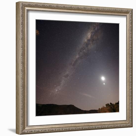 The Milky Way, the Moon and Venus over the Fields in Azul, Argentina-Stocktrek Images-Framed Photographic Print